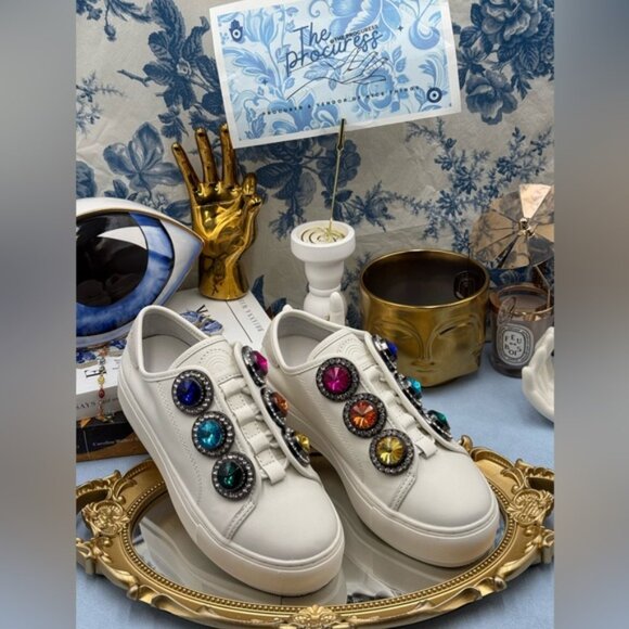 🆕 KURT GEIGER LONDON 🧿 NWOB Laney Octavia Sneaker, White Leather, Sz 36 US 6 - Picture 2 of 16